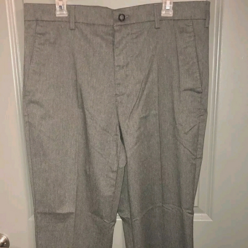 Mens 38 x 30 Gray FLAT FRONT PANTS Dress CASUAL